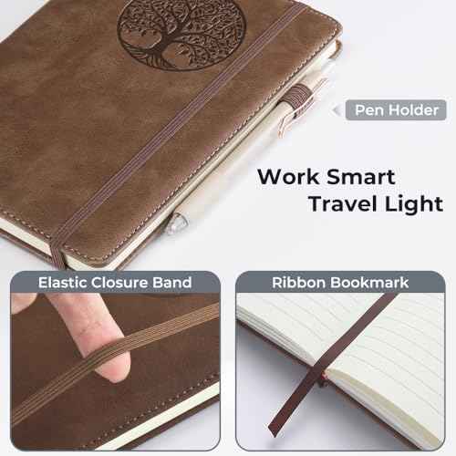 Lined Journal Notebook for Women & Men, Hardcover Leather Journals for Writing, Diary, Journaling, Bible, Work & Travel, A5 (Brown)