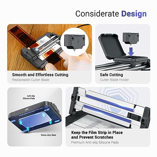 JJC Negative Slide Film Cutter for 35mm & 120 Format Slides - Adjustable Backlight