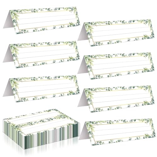 Eucalyptus Tent-Style Nameplates for Desk, 48 Pack, 9 x 3 Inches - Classroom Student Labels