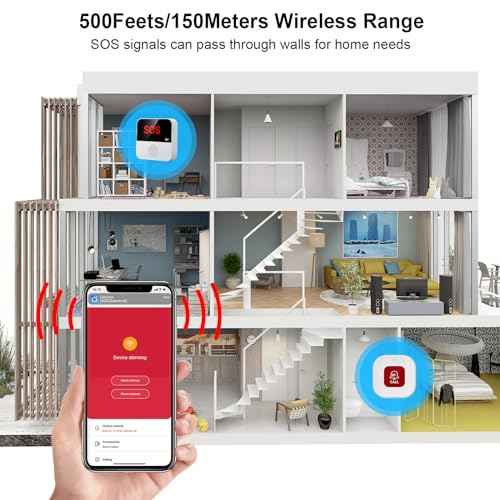 WiFi Pager, Caregiver Pagers Life Alert Systems for Seniors no Monthly Fee, 1 Receiver and 1 SOS Panic Button & 1 Watch Pager, Compatible with Tuya Smart/Smart Life APP
