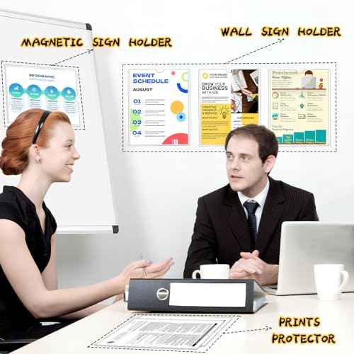 20 Pack Magnetic Sign Holder 8.5 x 11 - Wall Sign Holder Rigid Plastic Sign Holder with Magnet Strips and Adhesive Strips - Magnetic Display Frame Door Sign Holder