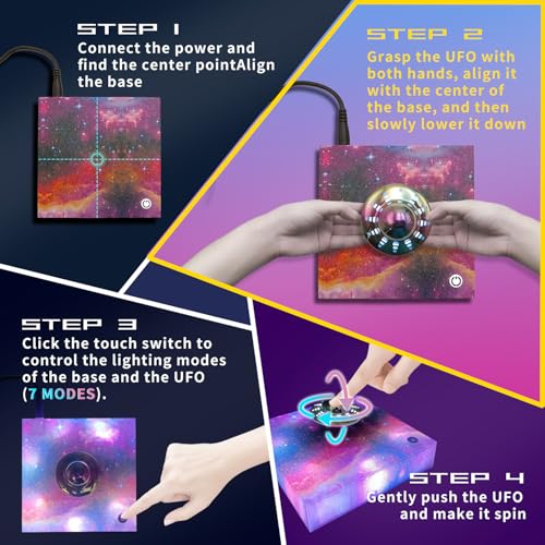 Magnetic Levitating UFO Lamp, Floating 360¡ÆRotating RGB Galaxy Light Display, Cool Gadgets Desk Decor for Office Home Esports Room, Amazing Gift for Men Girls and Kids