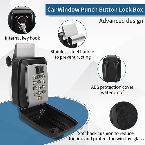 2025 Upgrade SL-591 Car Window Lock Box, car Key Lock Box, Car Lock Box, Car Window Punch Button Lock Box, Vehicle Window Lock Box, Lock Boxes for car fit for Ride Share, Turo, GetAround