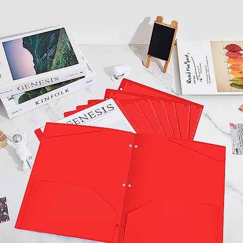 Henoyso 24 Pack Plastic Folders with Clear Front Pocket Back to School Heavy Duty File Folders with 2 Pockets and Card Slot for Student School to Home Supply, Office, Teachers (Red)