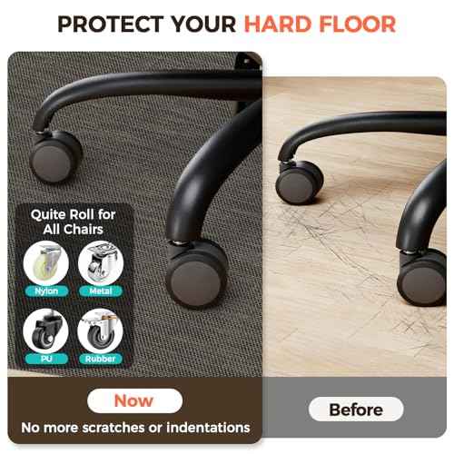 BAGAIL Office Chair Mat for Hardwood Floor, 35"x47" Heavy Duty Computer Chair Mat - Fast Flat & Smooth Glide - Non-Slip Desk Chair Floor Protector for Home Office - Dark Brown
