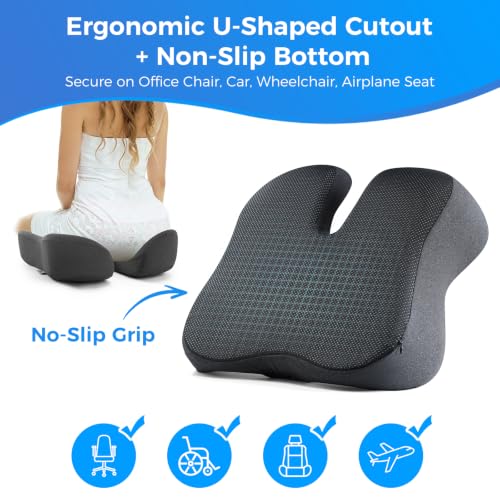 Dreamer Car Gray Tailbone & Sciatica Pain Relief Seat Cushion for Car & Office