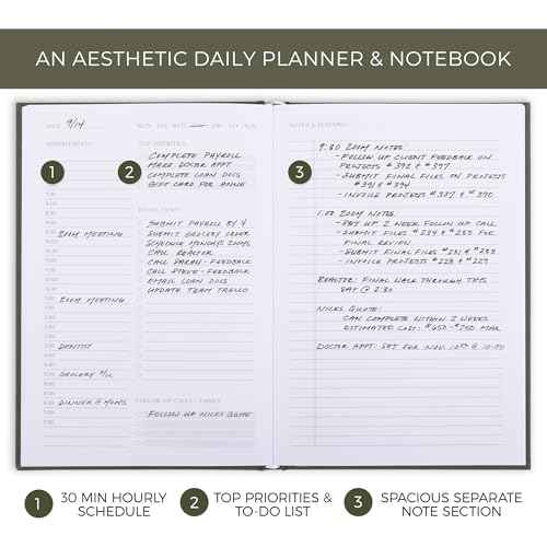 Aesthetic Daily Planner And Notebook With Hourly Schedule - Modern Hardcover To do List Notepad to Easily Organize Your Work Tasks And Appointments - The Perfect Book for School & Office Supplies