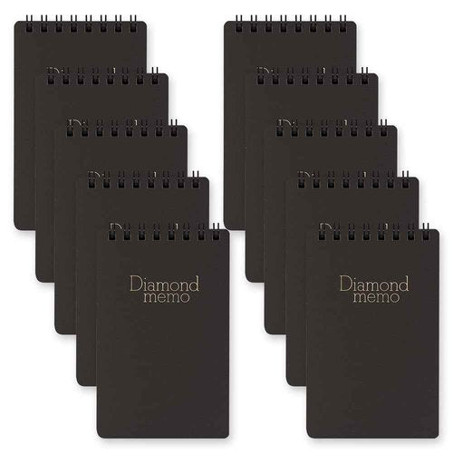 DESIGNPHIL Midori 19002011 x 10 Memo Pad, Diamond Memo, M, Black, Pack of 10