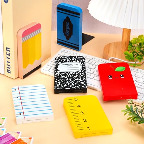 AnyDesign 6-Piece Back to School Wooden Bookends Non-Slip Organizer for Heavy Books