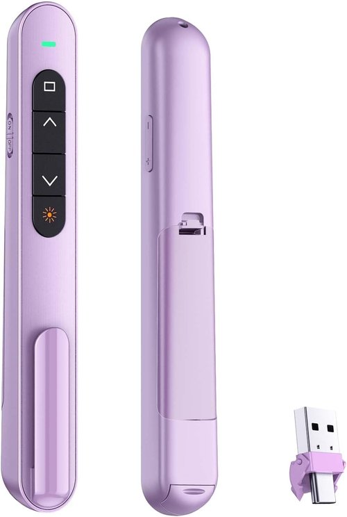 QUI Presentation Clicker - Wireless USB C Remote with Volume Control for PowerPoint | Mac & Windows Compatible