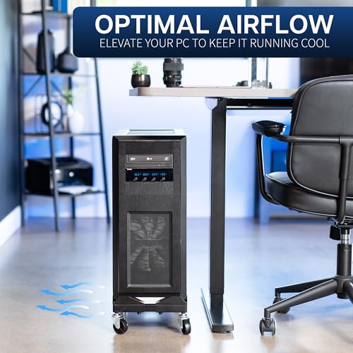 VIVO Premium Mobile Adjustable Large Steel Under-Desk PC Cart