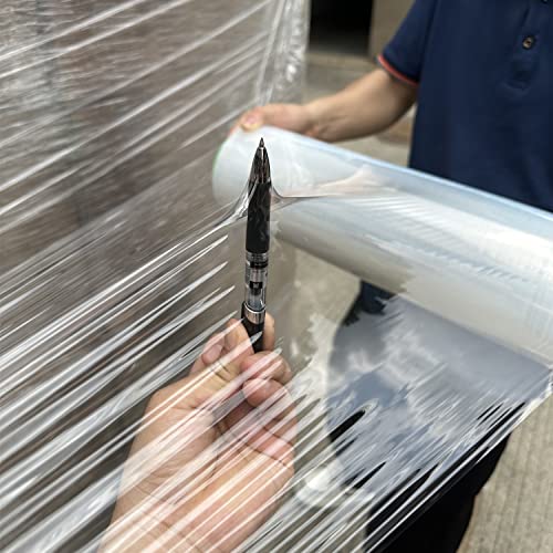 2-Pack Clear Stretch Wrap 18" x 1000 Feet 80 Gauge Industrial Strength with Plastic Handle, Plastic Pallet Supplies Durable Self-Adhering for Packing, Moving, Heavy Duty Shrink Film Rolls