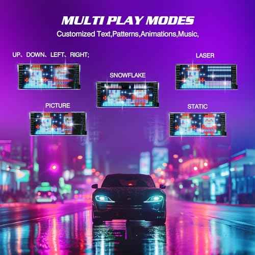 Programmable Led Sign, 15''x4'' Pre-made Animations & Customizable Text Led Car Sign, Bluetooth APP Control Scrolling LED Sign, Custom,Graffiti Flexible Led Matrix Panel for Car Store Hotel Holiday