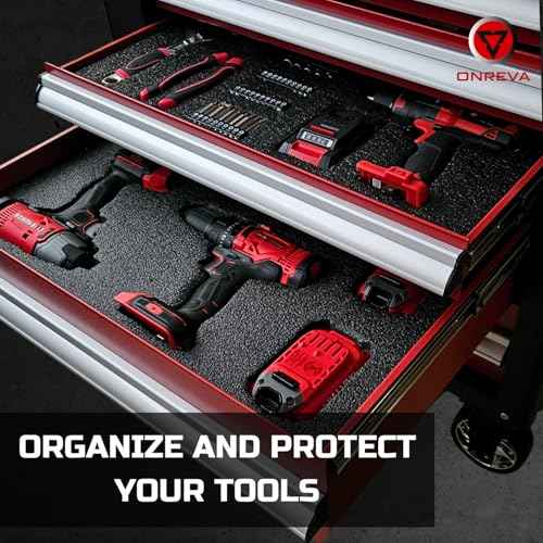 ONREVA Tool Box Foam, 3Pack 18x12x2 inch, Foam Inserts for Cases, Polyethylene Storage Sheets for Toolbox Hard Case, Tool Shadow Insert, Kaizen Organizer Sheet
