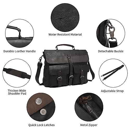 Leather Messenger Bag for Men,Vintage Mens Laptop Bag Water Resistant Business Travel Briefcase Satchel Work Computer Bag
