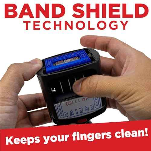 Self-Inking Rubber Date Office Stamp with Received Phrase - Blue Ink & Date Red Ink - 12-Year Band