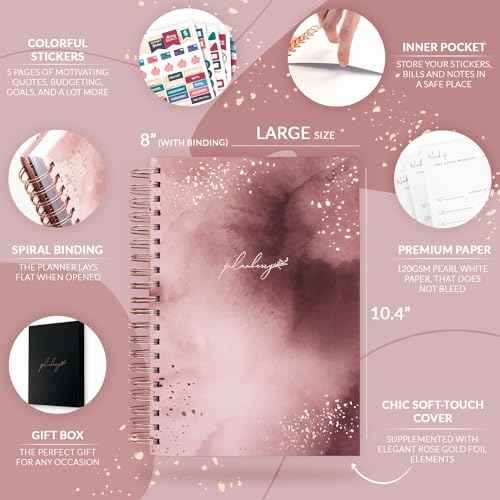 PLANBERRY Large Weekly Planner Premium ? Undated Life & Budget Planner ? Organizer & Productivity Journal, 8x10.4¡È (Rose Gold)
