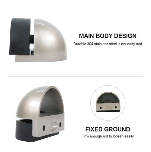 CG PLUS Floor Door Stopper with Rubber pad 4pack, Semicircle Shaped Door Stopper, Protecting Wall (2inch x 30pack, Satin Nickel)