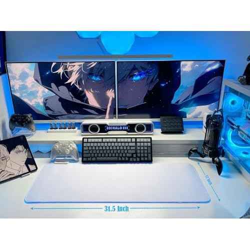 JMIYAV White Gaming Mouse Pad RGB Mousepad Non-Slip Rubber Base Extra Large Cool XL XXL Computer Desk Pad Gaming Accessories LED Light Up Extended Big Mouse Pad for Gamer (31.5x12In) Upgrade