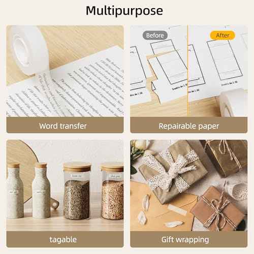 STICK UP Invisible Matte Tape Refill 6 Rolls, Clear Magic Adhesive Tape Bulk Hand Tearable for School Office Supplies Packing Repairing Scrapbook, Compatible with Tape Dispenser, 0.75in x 1000in