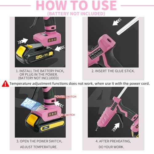 100W Cordless Hot Glue Gun for Dewalt 20V MAX Battery with 20PCS Full Size Glue Sticks, Digital Temperature Adjustable High Temp Glue Gun for Arts Crafts DIY Home Repair(Tools only)