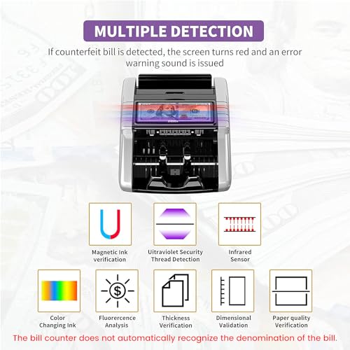 Aneken Money Counter Machine with Fake Bill Detection, Count & Add Modes, LCD Display