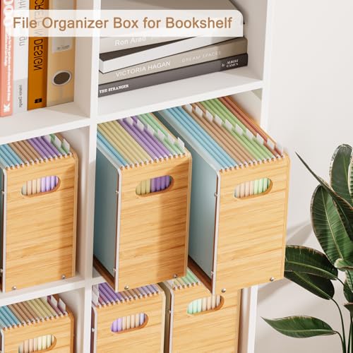 Sbanmao Acrylic & Bamboo Wall File Organizer Set of 2 - Letter Size, Rectangular, Portable Handles