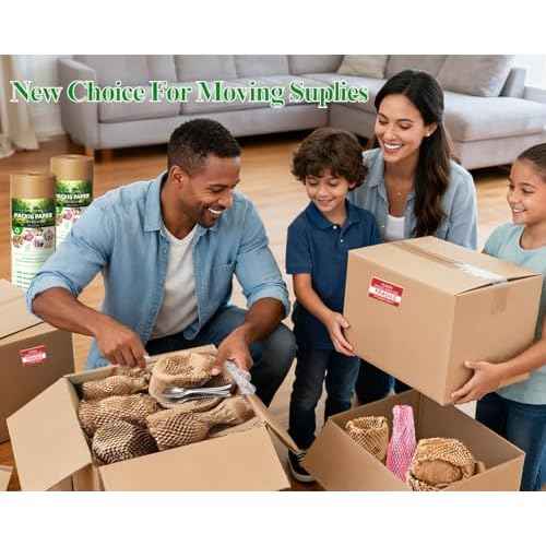 Honeycomb Packing Paper, 12" x 400' Honeycomb Cushioning Wrap Roll for Moving Shipping Packaging Gifts, Recyclable Honeycomb Paper Bubble Paper Wrapping with 20 Fragile Sticker Labels