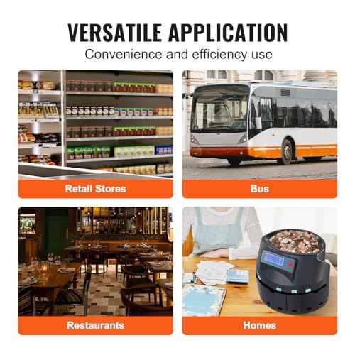 VEVOR USD Coin Counter & Coin Sorters with LCD Display, Coin Sorter Machine for USD Coin 1¡Ë 5¡Ë 10¡Ë 25¡Ë $1, Sorts up to 300 Coins/min, Change Counter Holds 2000 Coins Included 5 Coin Bins & 5 Tubes