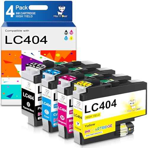 MS DEER LC404 Ink Cartridges for Brother Printer, Compatible Replacement for Brother LC 404 XL LC404XL BK/C/M/Y Combo High Yield Work for MFC-J1205W MFC-J1215W 4-Pack (Black Cyan Magenta Yellow)