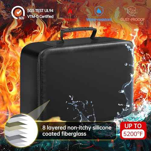 GIANTLUMl Document Bag with Lock,Fireproof 3-Layer File Storage Case with Water-Resistant Zipper,Document Safe Portable Travel Home Organizer Bag for Laptop,Home&Office,Certificates,Gifts for Him
