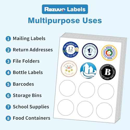 3" Circle Sticker Labels, Round Printable Sticker to Write On, Sticker Paper for Inkjet Printer, (6 Labels/Sheet), 30 Sheets