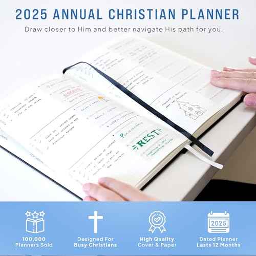 2025 Christian Planner, Bible Planner & Prayer Journal | Daily Christian Planner 2025 For Women & Men with Weekly & Monthly Planning | 12 Month A5 Size | Faith Planner (Blue)