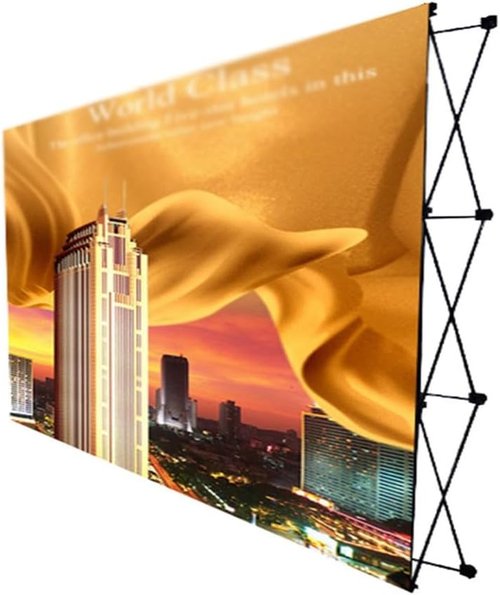 LXHELIVERY Portable Backdrop Booth Frame - Tension Fabric Pop-Up Display Stand for Events | Black, 12.4x7.5'