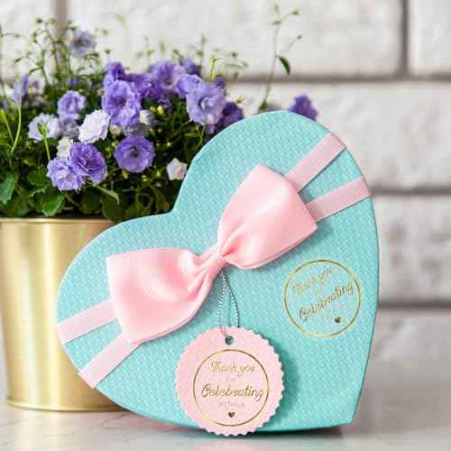 Anwyll 500Pcs Thank You Stickers - 1.5Inch Gold Foil Thank You Stickers Thank You for Celebrating with Us Sticker Roll Self Adhesive Clear Wedding Thank You Favor Label Sticker for Envelope Seal Card