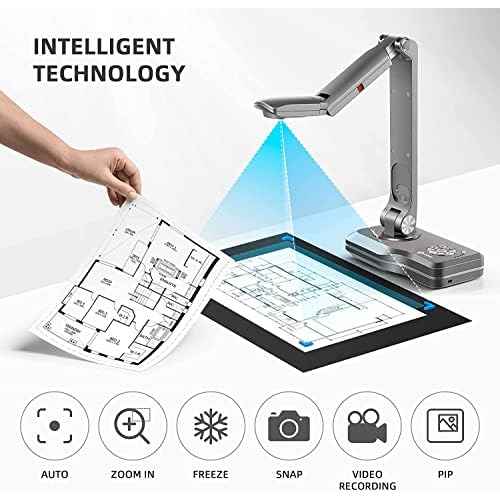JOYUSING V508 VGA/HDMI/USB 8MP Three Mode Document Camera for Teacher, Auto Focus, LED Light for Real-time Projection, Video Recording, Distance Learning, Works with and Without a Compute
