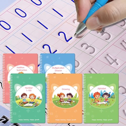 Reusable Grooved Handwriting Workbooks,Magic Copybook,Magic Writing Practice copy books, to help children improve their handwriting ink Practice Age 3-8 ?Calligraphy for kids(Character edition)