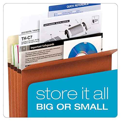 Pendaflex Expanding File Pockets, Letter Size, 5.25" Expansion, Reinforced with DuPont¢â Tyvek¢ç Material, Letter Size, Redrope, 10 Per Box (1534G-OX)