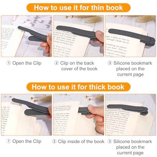 3Pcs Automatic Bookmark, Silicone Smart Book Marks for Reading Women, Men, Kids,Cute Unique Book Markers Bookmark Clip Reading Accessories Gifts for Book Lovers (1 Dark Grey+1 Light Grey+1 Beige)