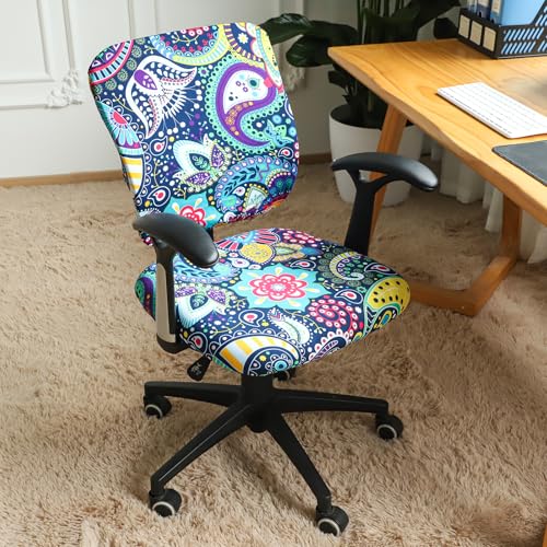 FORCHEER Desk Chair Cover Two-Piece Set (Backrest + Seat) Boho Stretch Fit for Split Office Chairs