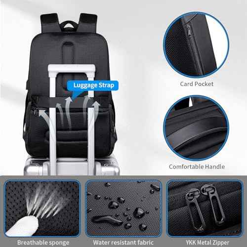 40L Travel Laptop Backpack for Men, High Tech Business Backpack with USB Charging Port and Ergonomic Design, Water Resistant Anti-theft Work College Backpack Fits 17.3 Inch Tablet, Notebook