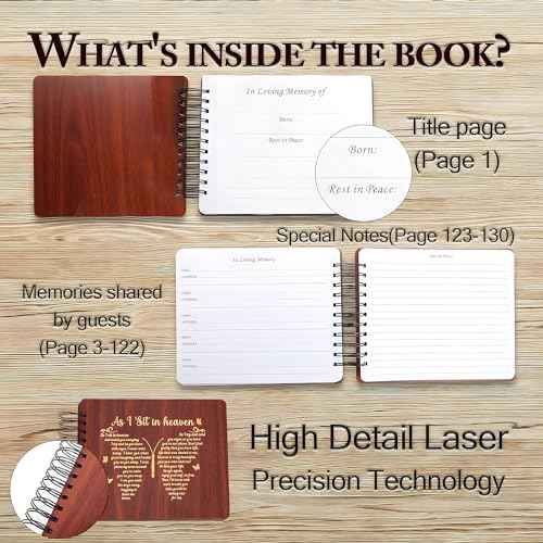 Wooden Funeral Guest Book Set for Memorial Service Celebration of Life Party Decorations in Loving Memory Guest Register Book with Pen&Stand, Included Table Sign,Share a Memory Cards and Box-Butterfly