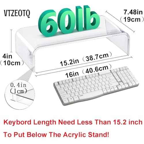 Acrylic Monitor Stand Riser Anti-Cat Laptop Cover Protector, Crystal Clear Laptop Stand, 16 inch Computer Monitor Riser for Home Office