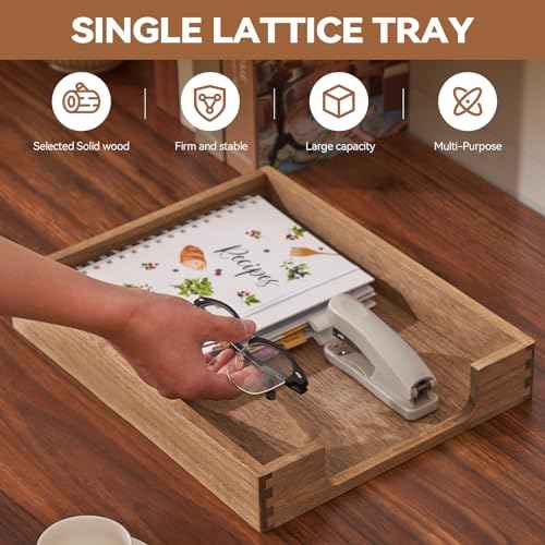 Kirigen Wood Letter-Size Tray Single-Tier(TP-DBR)- Wooden Tones Collection Front-Load Documents Tray for Office Desktop Organizer - Desk Magazine, File, Folder, Paper Holder Drak Brown