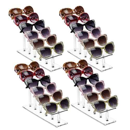 MOOCA 4 Pcs Set, Premium Acrylic Eyeglass Holder Stand, Sunglasses Orgaznizer, Sunglass Holder, Acrylic Eyeglass Display, Eyewear Rack, Glass Display, 8 in H