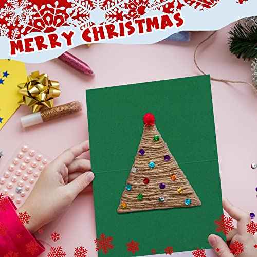 Geosar 100 Sheets Christmas Blank Cards with Envelopes for Card Making Red and Green Half Folding Greeting Cards New Year Holiday Blank DIY Cards with 100 White Envelopes, Folded Size 4 x 6 Inch