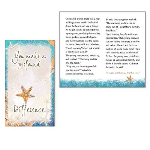 Smiling Wisdom - 30 Bulk Gifts - Starfish Story You Make a Profound Difference - Staff Employee Team Appreciation Mini 3.5X2 in Card & Turquoise Starfish - 90pcs - Kraft Envelopes