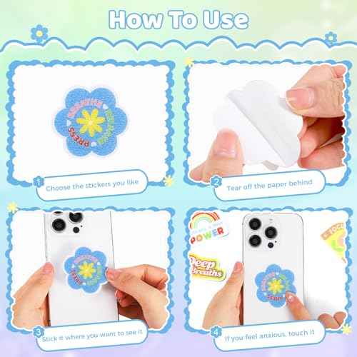 60 Pcs Anxiety Sensory Stickers Resuable Calm Stickers 2 Textured Surface Sensory Strips 15 Style Fidget Tactile Stickers for Office Classroom Adult Teens