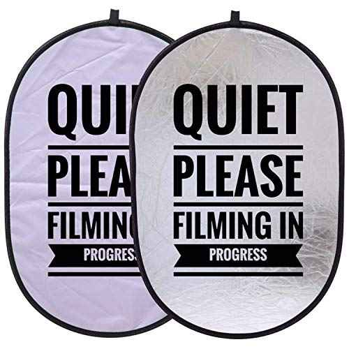 Large "Quiet Please Filming in Progress" Double-Sided Collapsible Reflective Sign - For Studio, Office, On-Location & Business Use - Ideal for Recording, Filming & Camera Crews - Large Size 24¡± x 36¡±