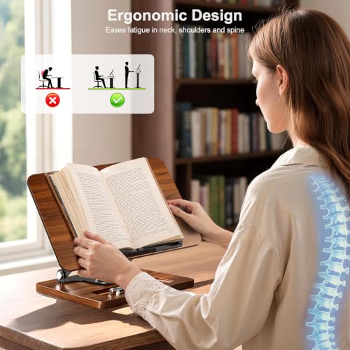 OPTIXCELL Book Stand for Reading - 360° Rotating Book Holder with Page Clips & Storage Tray (Variation: Book Stand)